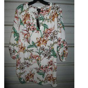 NEW! 2X Plus Size Worthington Bird Floral Blouse Womens Dressy top shirt